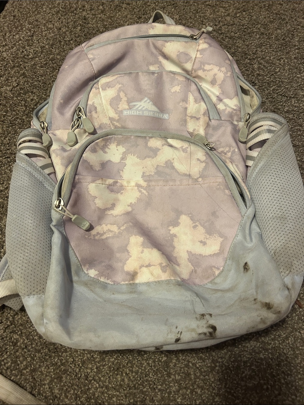 High Sierra Pink Camouflage Backpack in Light Pink and Cream